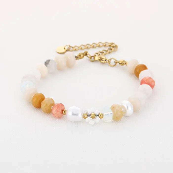 Natuurstenen armband Beige