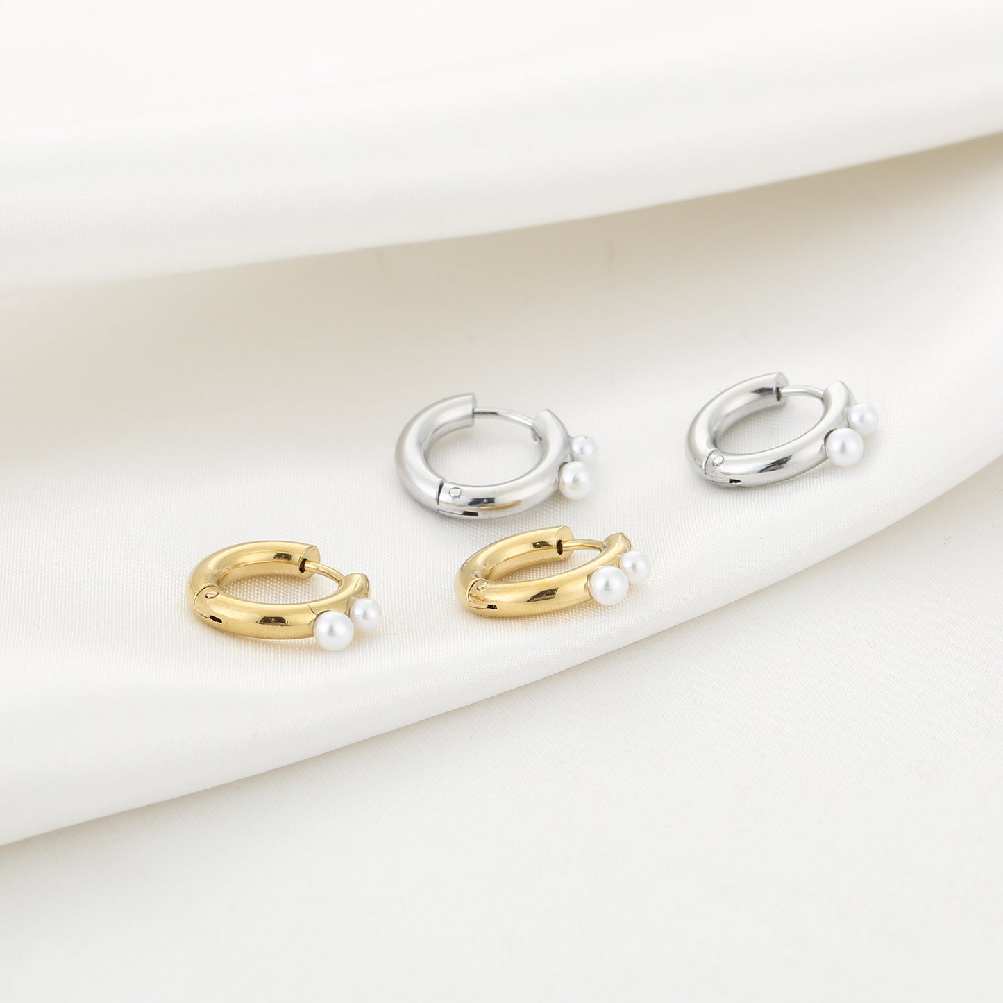 Classy Pearl Hoop Earring Silver