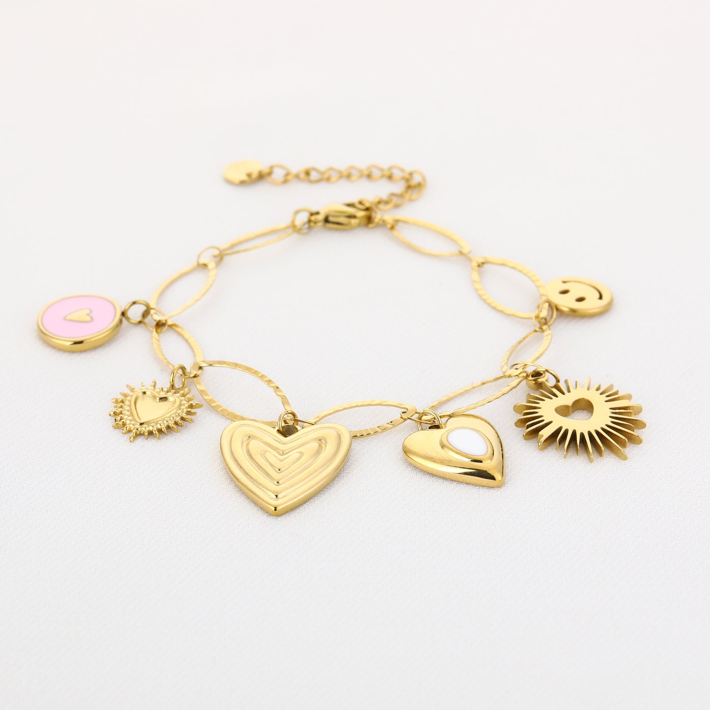 Bedels armband Roze Hart