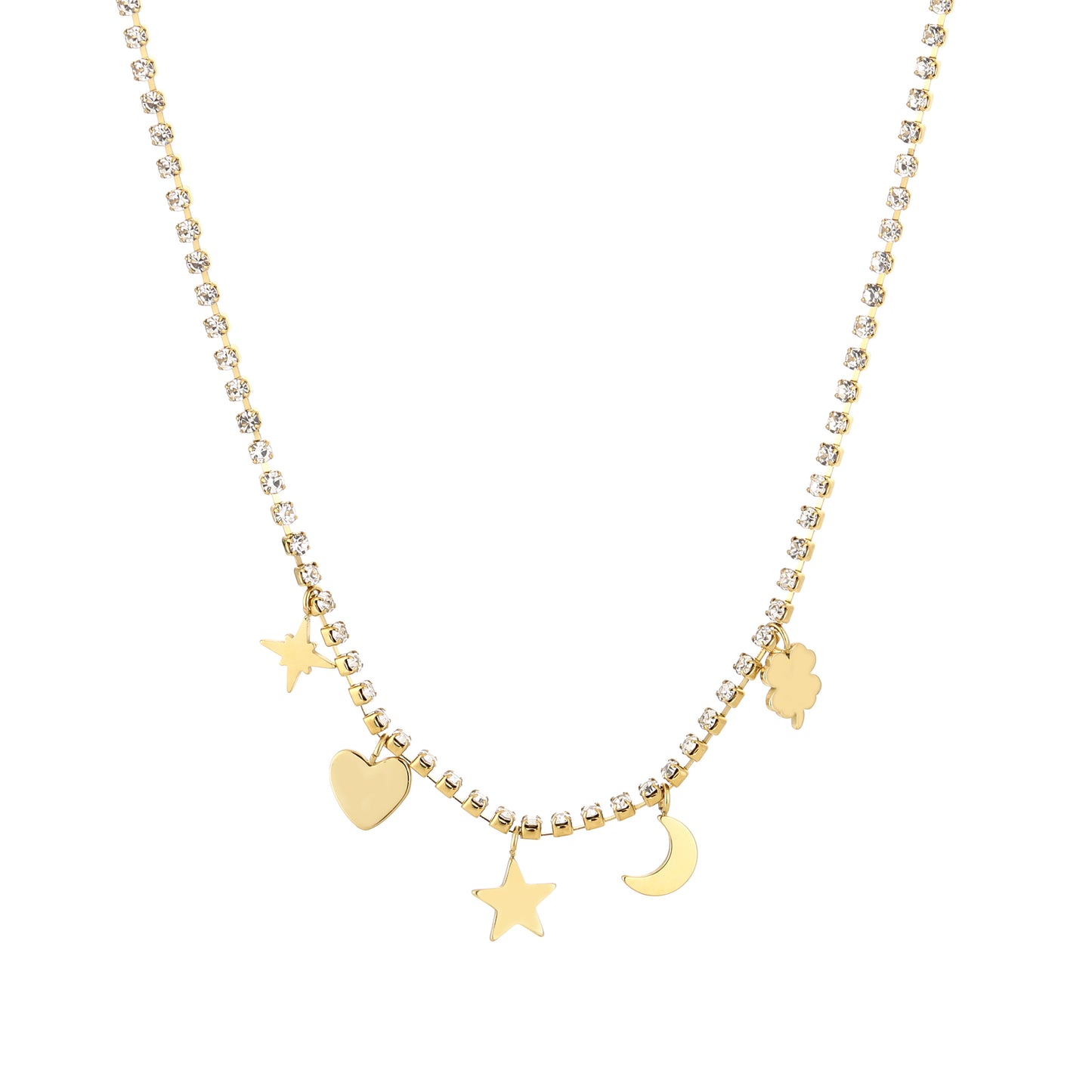 Strass party ketting met bedels White